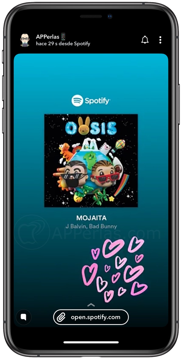Canción de Spotify compartida en un Snap Canción de Spotify compartida en un Snap