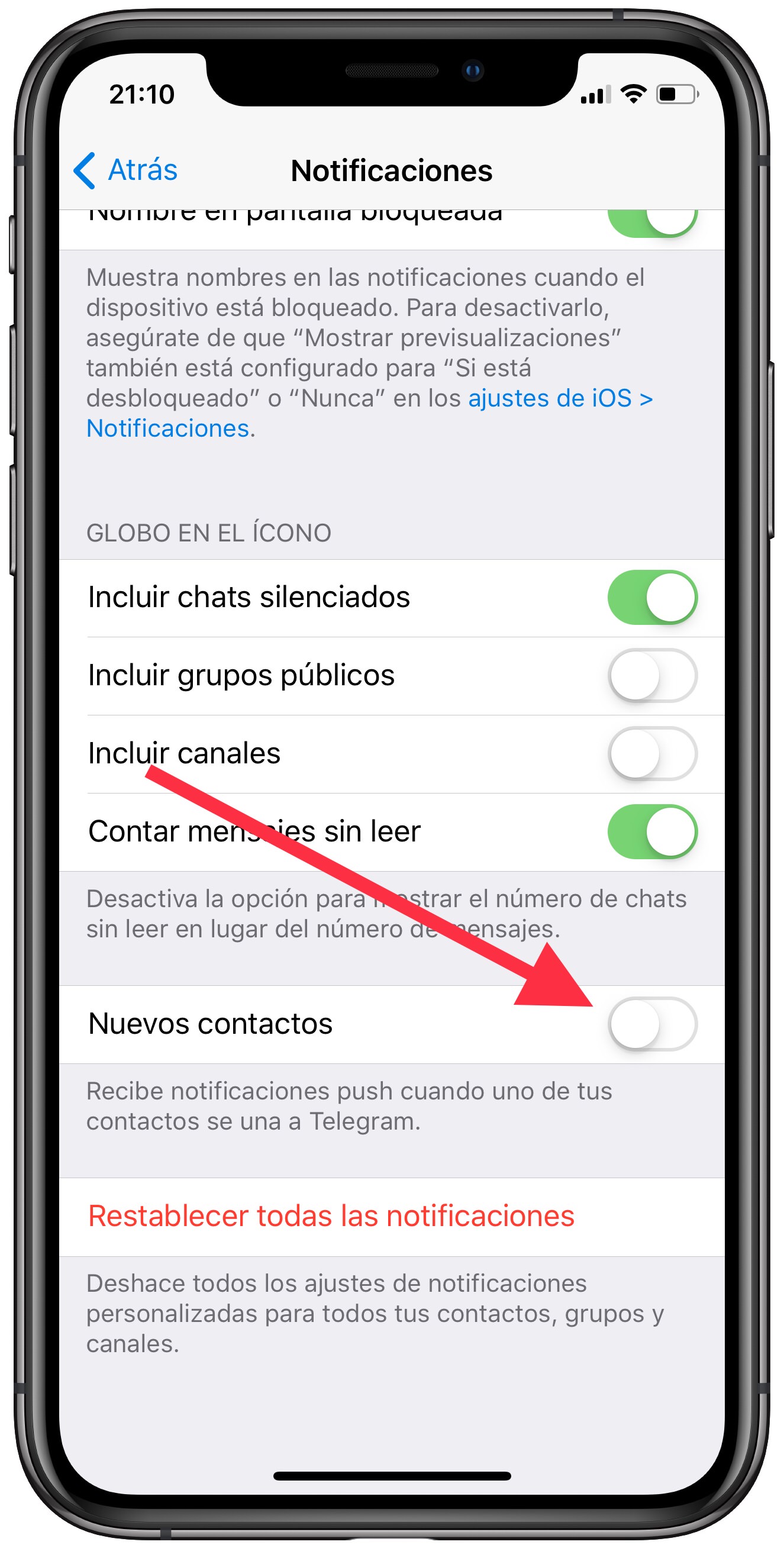 desactivar nuevos contactos en Telegram 1