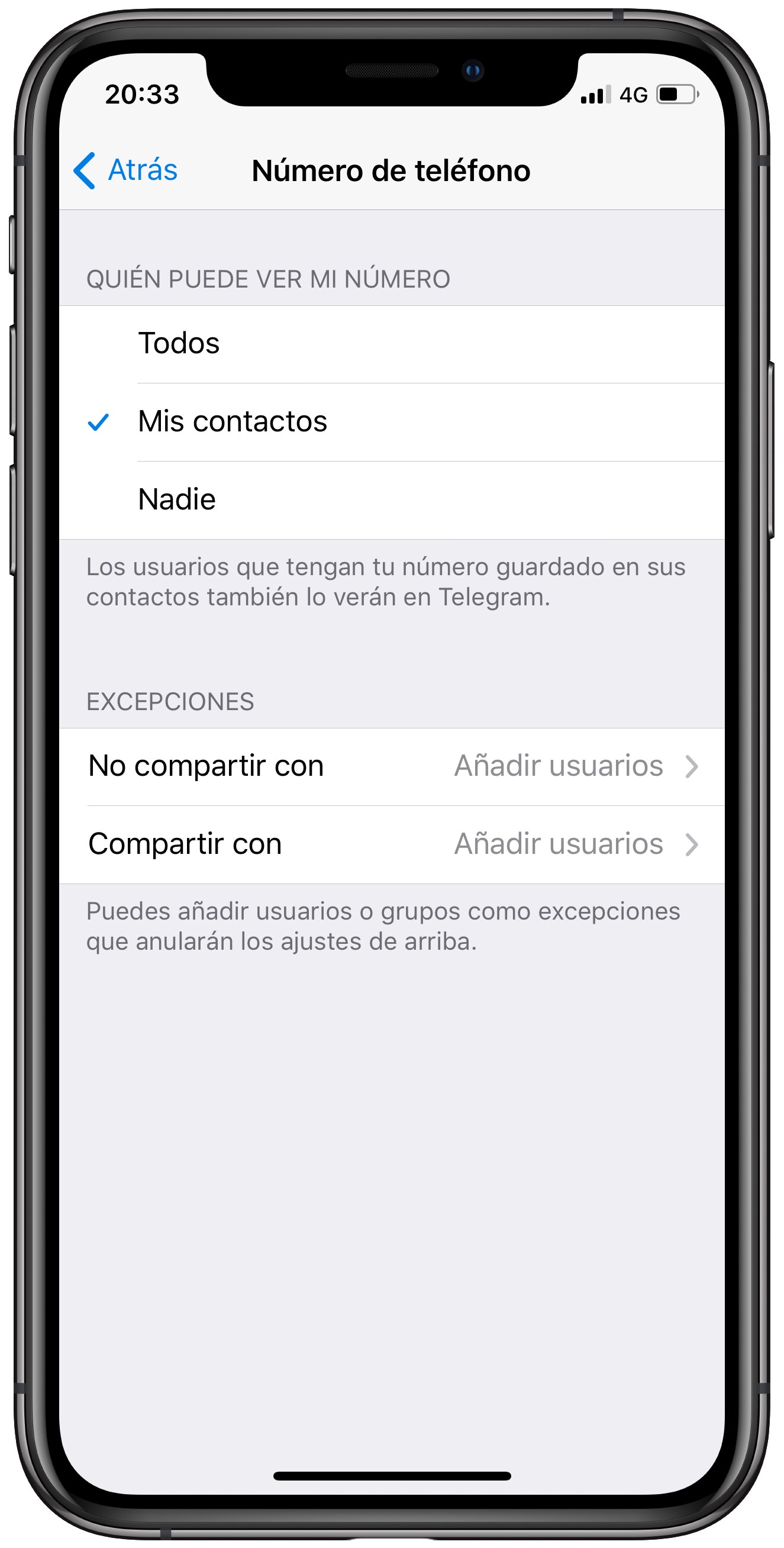número número de teléfono en Telegram 1