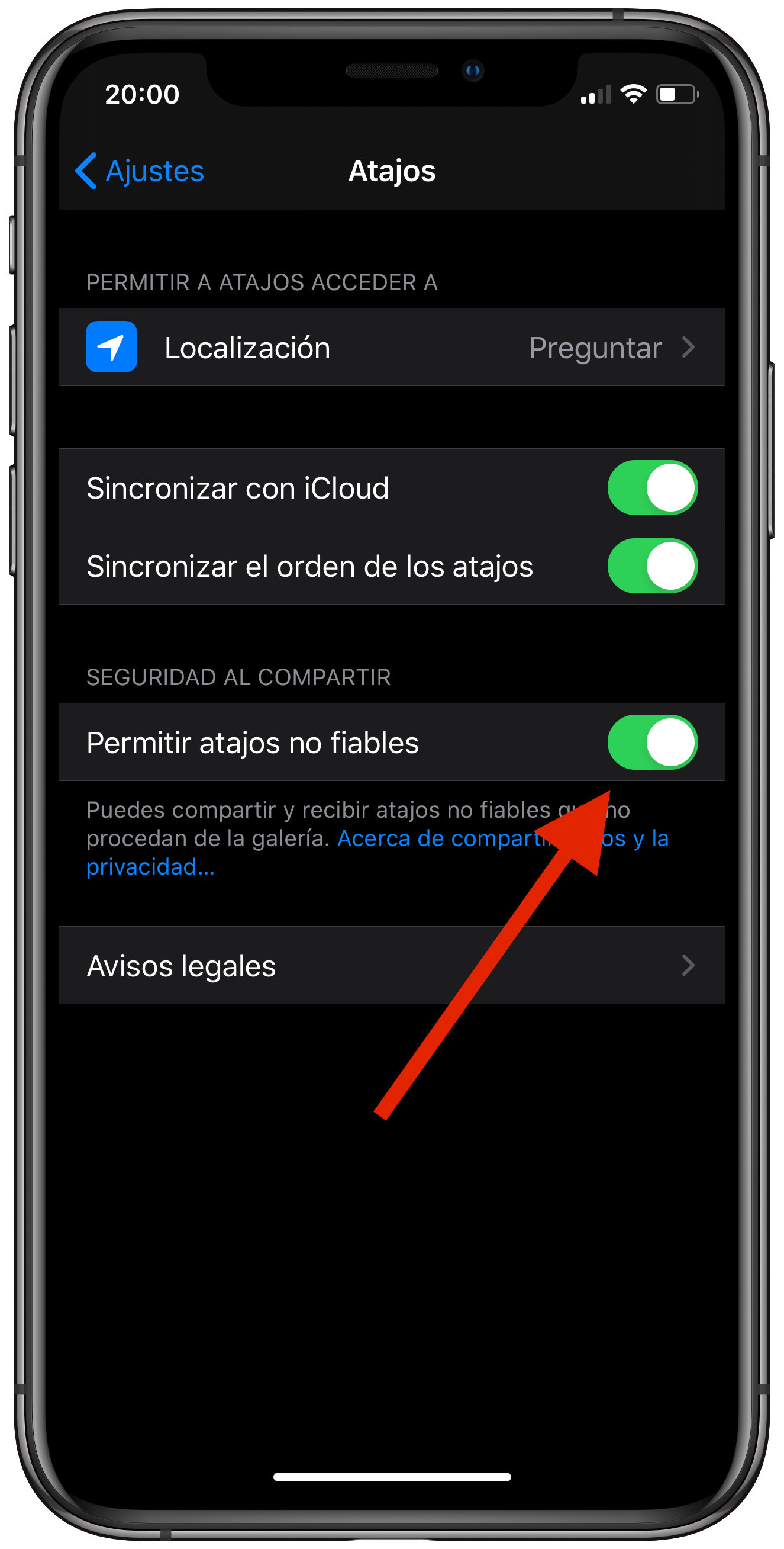 activar instalar y compartir Atajos de Siri 1