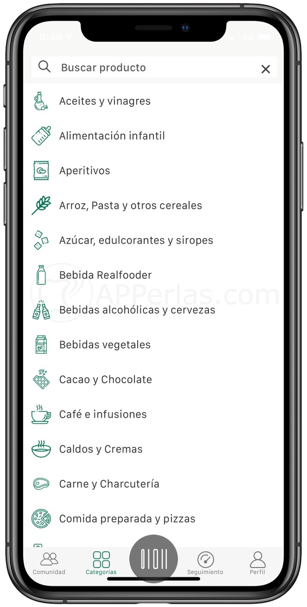 Categorías de alimentos Categorías de alimentos