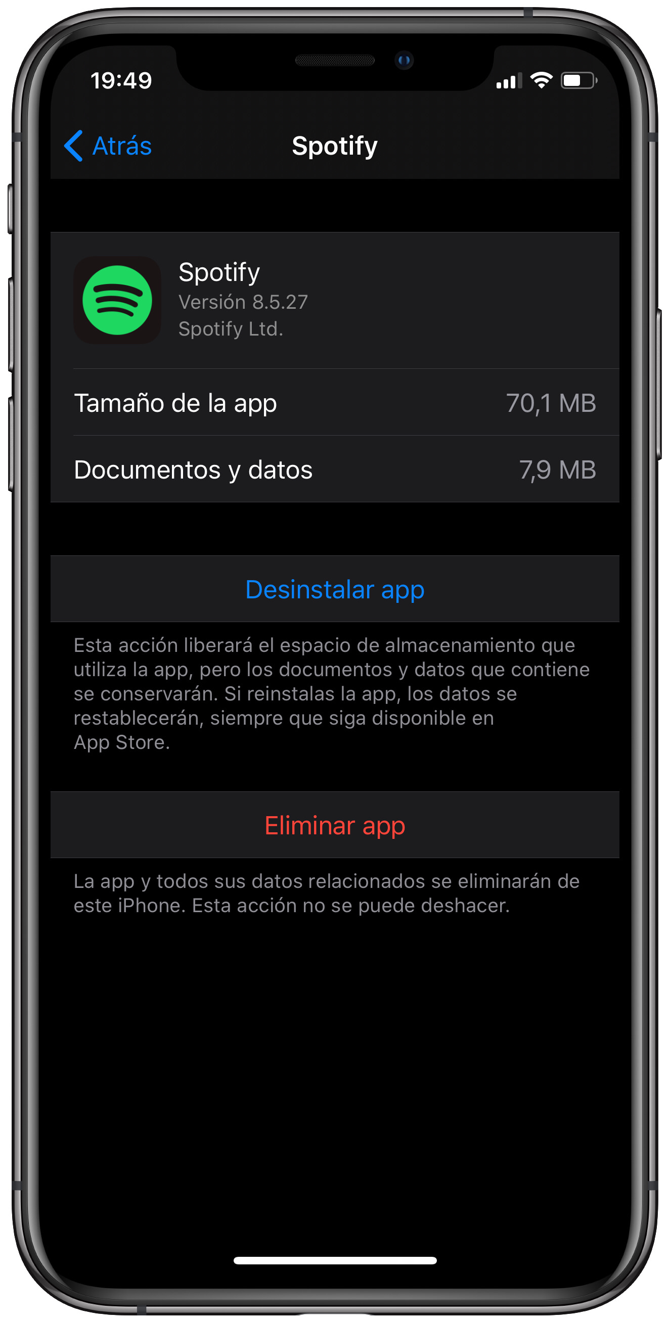 eliminar una app en iOS 3