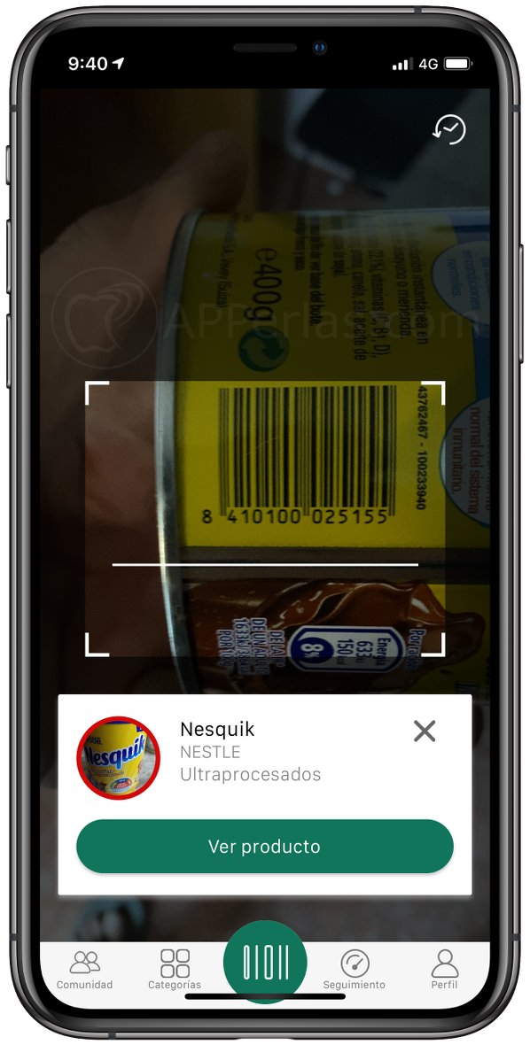 Escáner de la app MyRealFood Escáner de la app MyRealFood