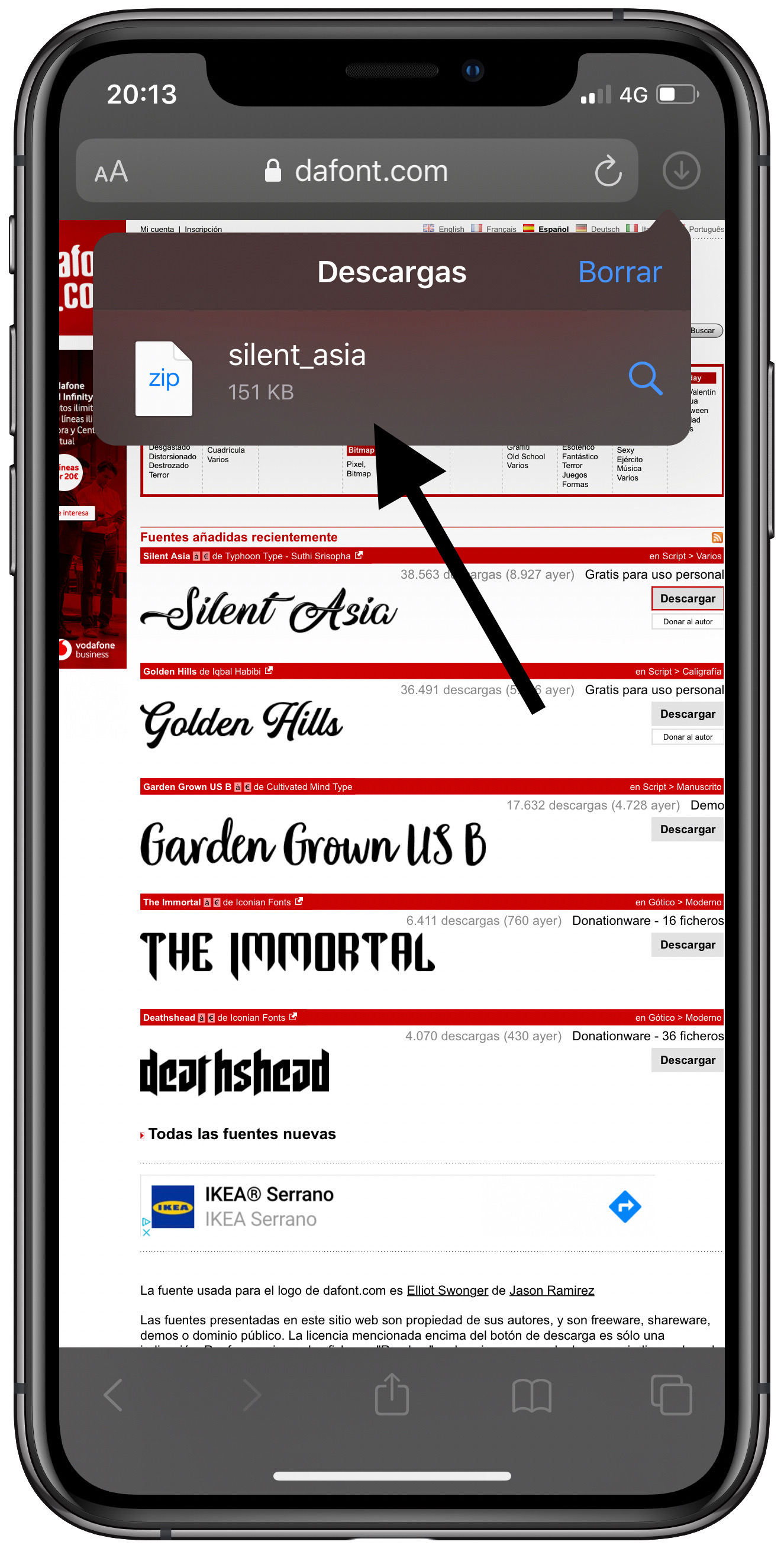 archivo  descargar archivos desde Safari 2