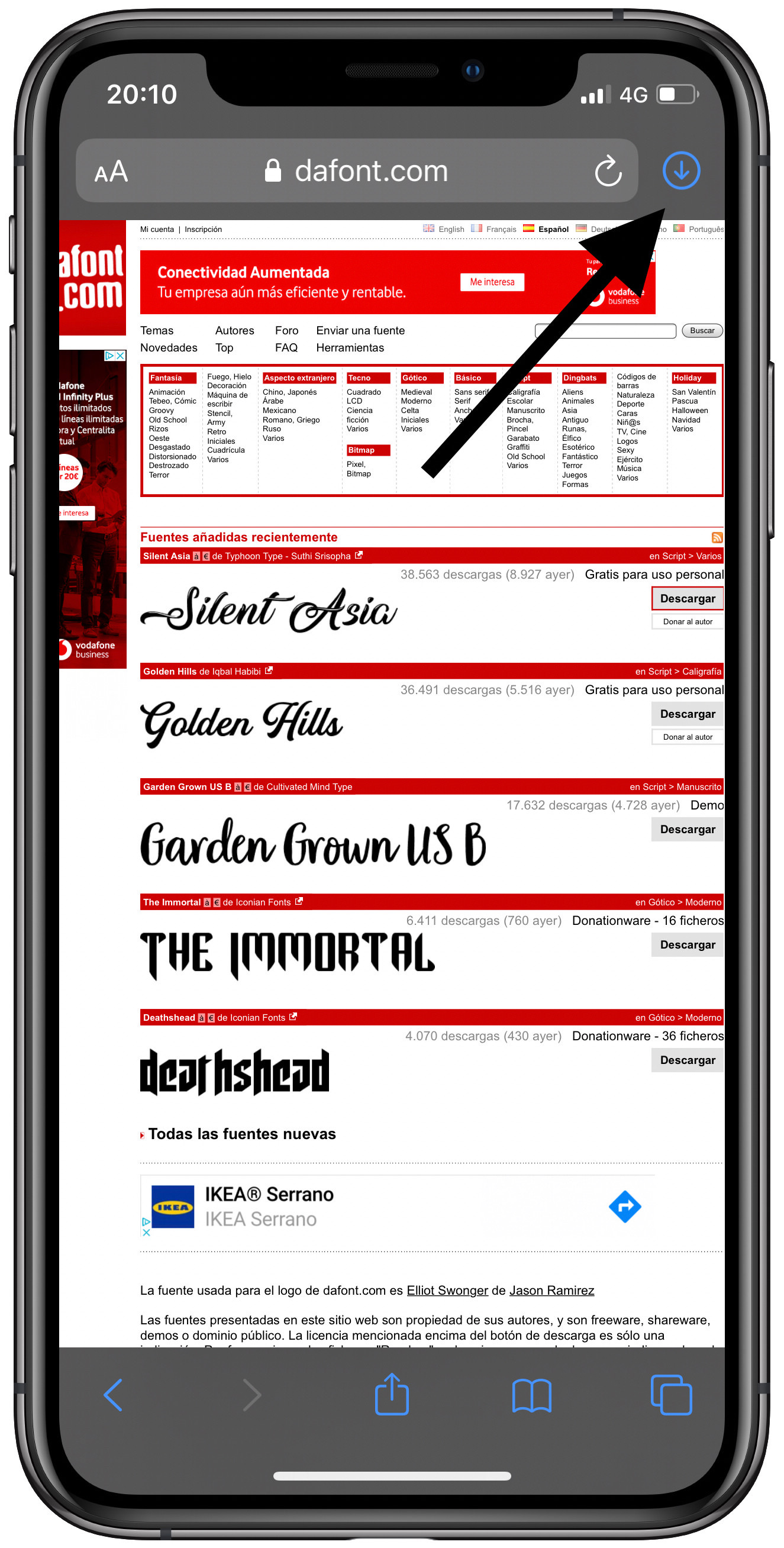 icono descargar archivos desde Safari 1