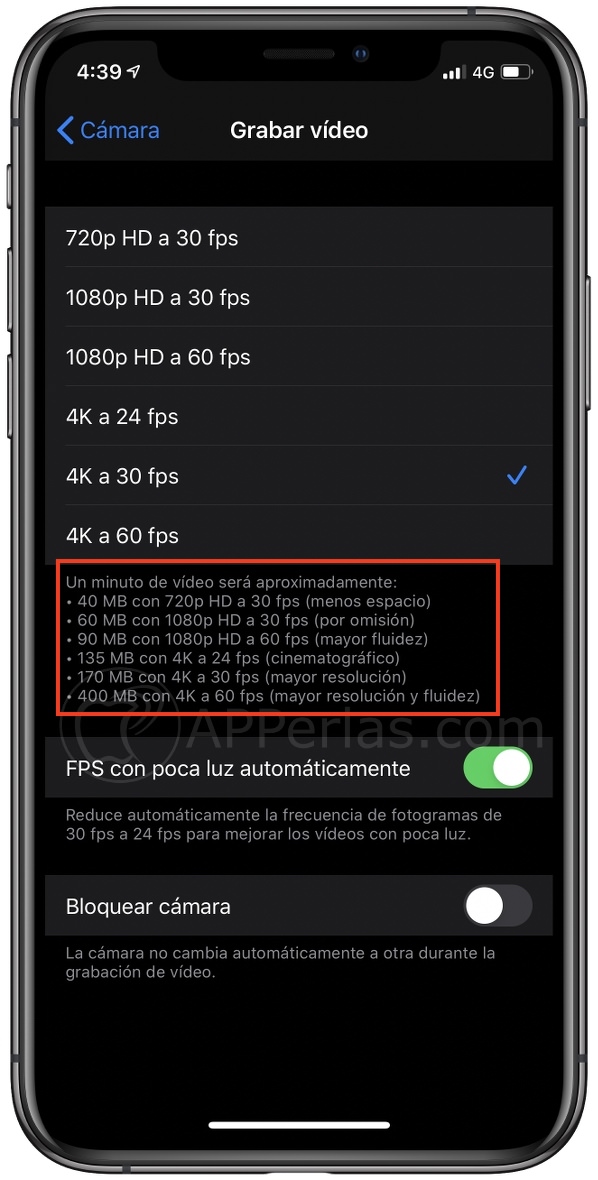 Cuanto ocupa un minuto de vídeo grabado con el iPhone Cuanto ocupa un minuto de vídeo grabado con el iPhone