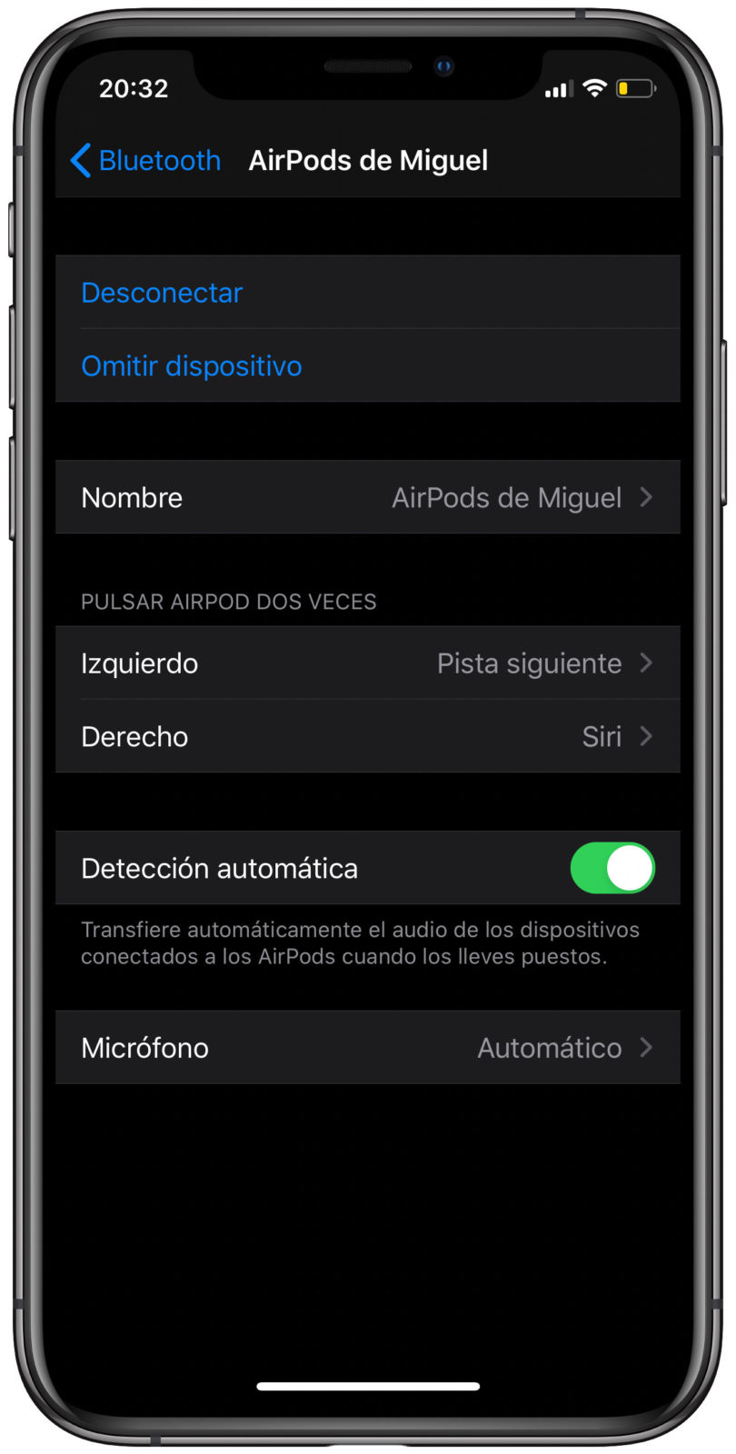micrófono usar solo un AirPod 1