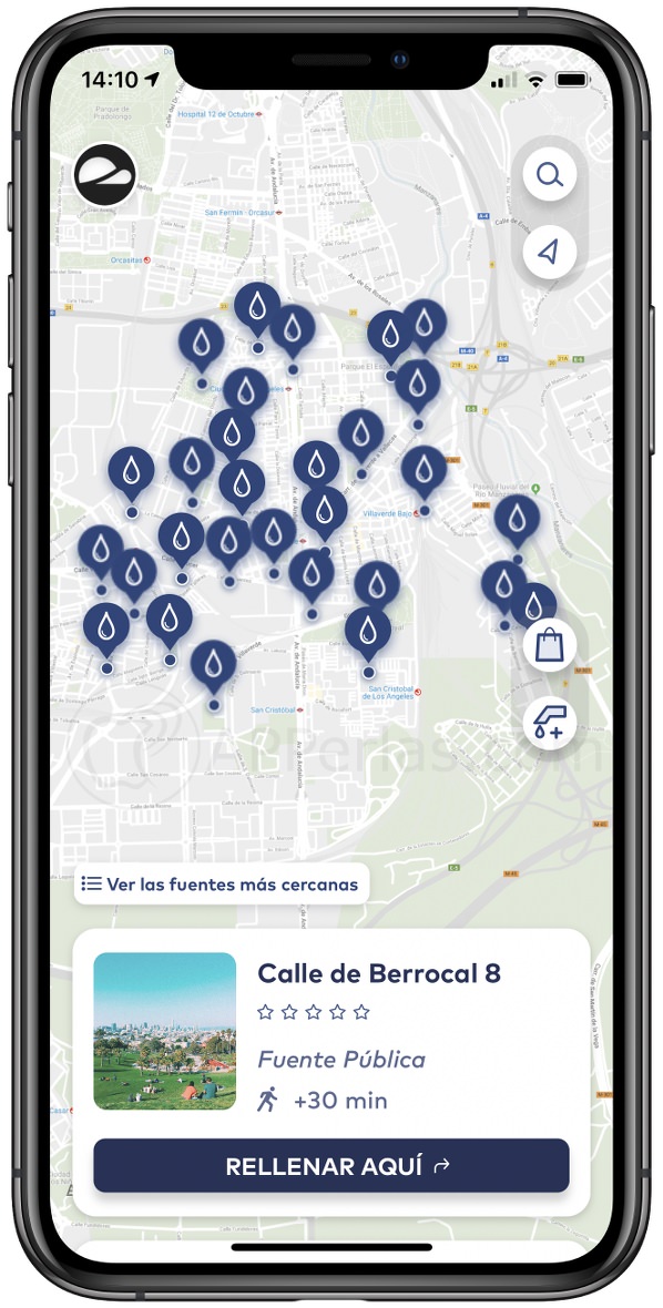 Fuentes de agua potable localizadas con Closca Fuentes de agua potable localizadas con Closca