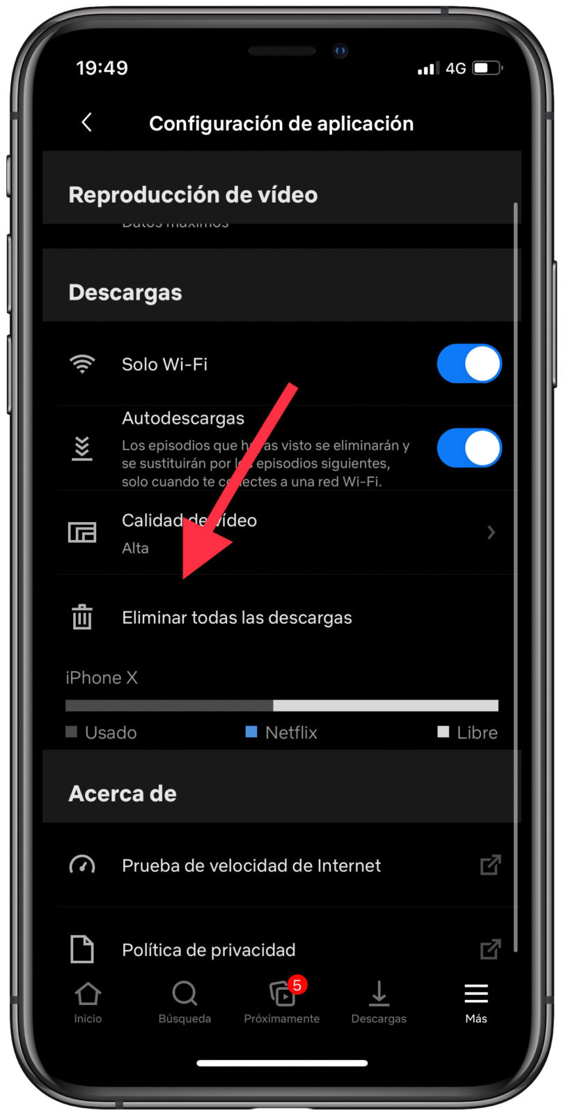 eliminar descargas de Netflix 2