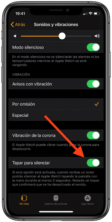 Silencia el Apple Watch 1