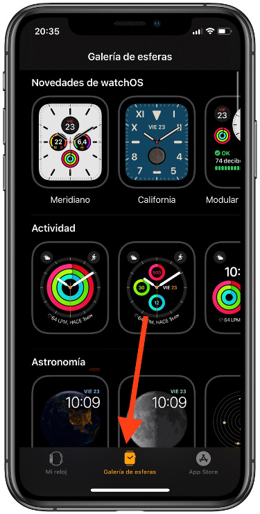 apartado descargar las esferas del Apple Watch 1