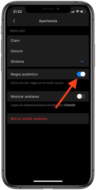 activar negro auténtico en la app Spark 1
