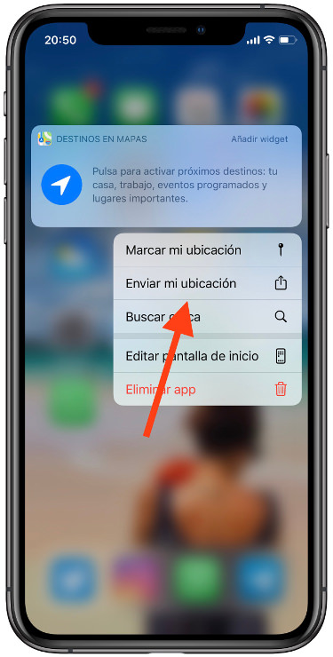 pestaña enviar tu ubicación