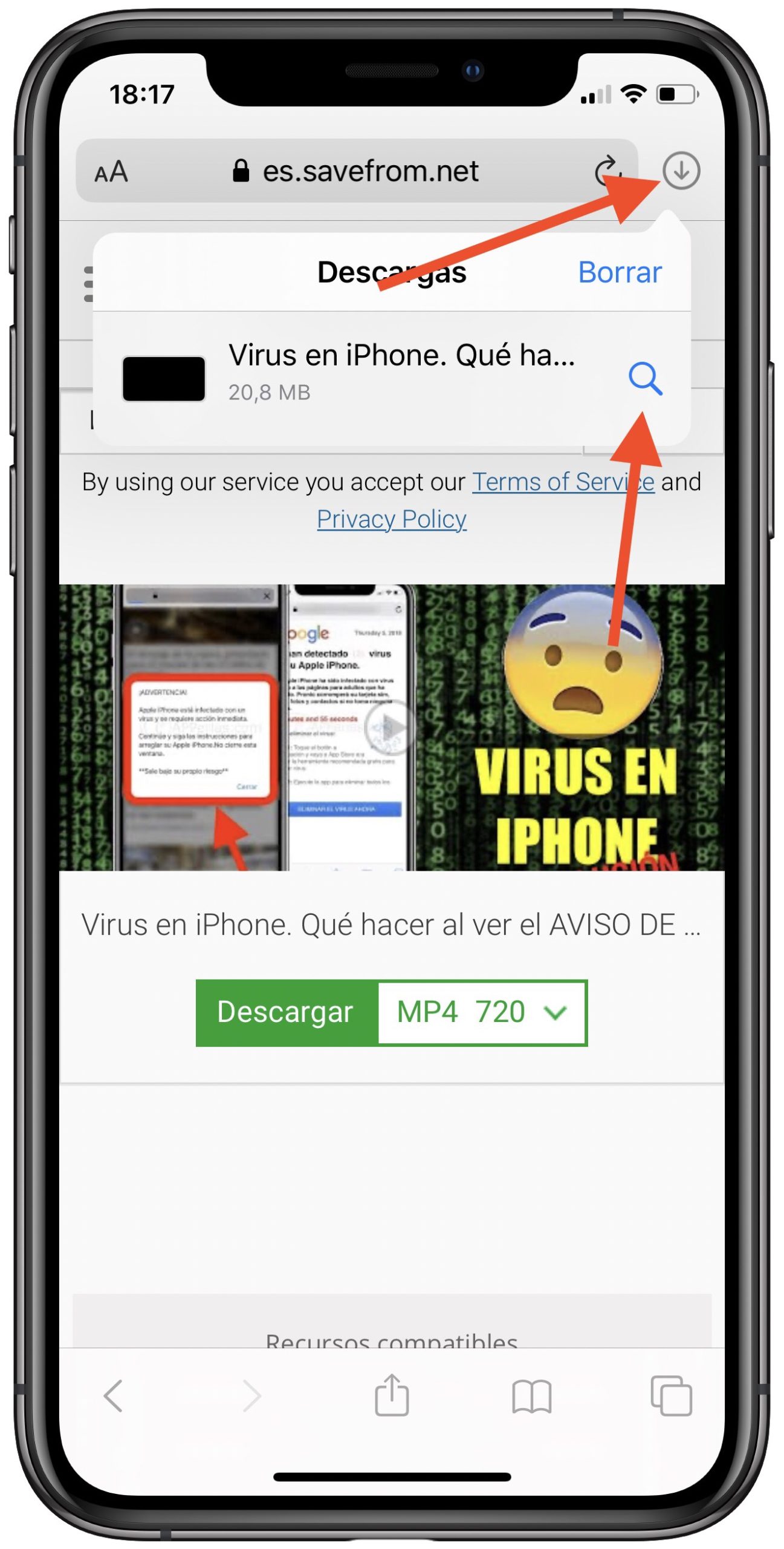 vídeo comenzando descarga