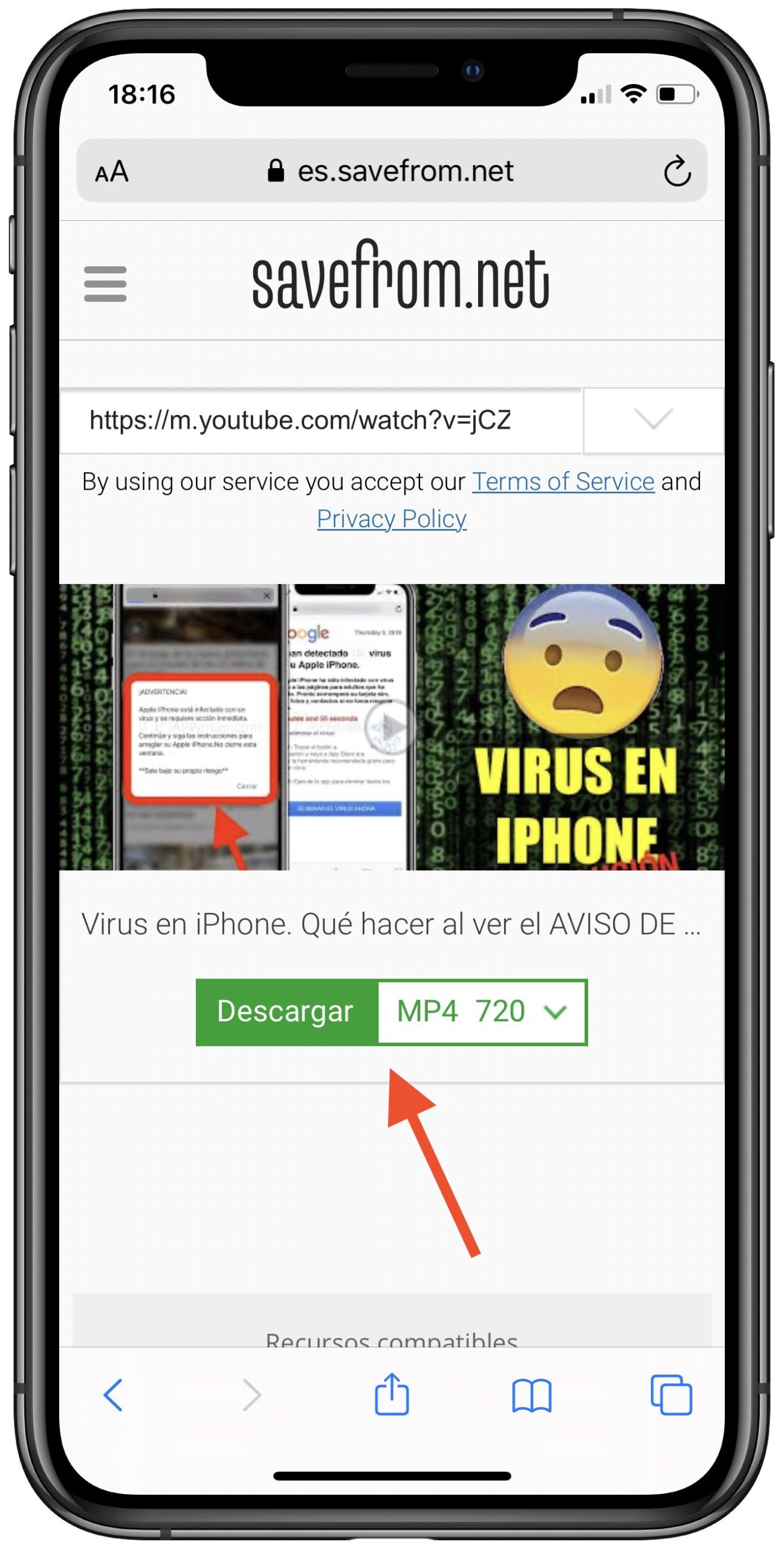 web descargar vídeos de YouTube en el iPhone 1