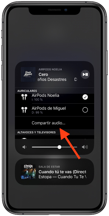 compartir música con dos AirPods 2