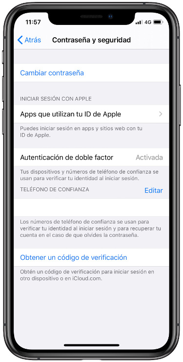 cambiar contraseña de iCloud 1