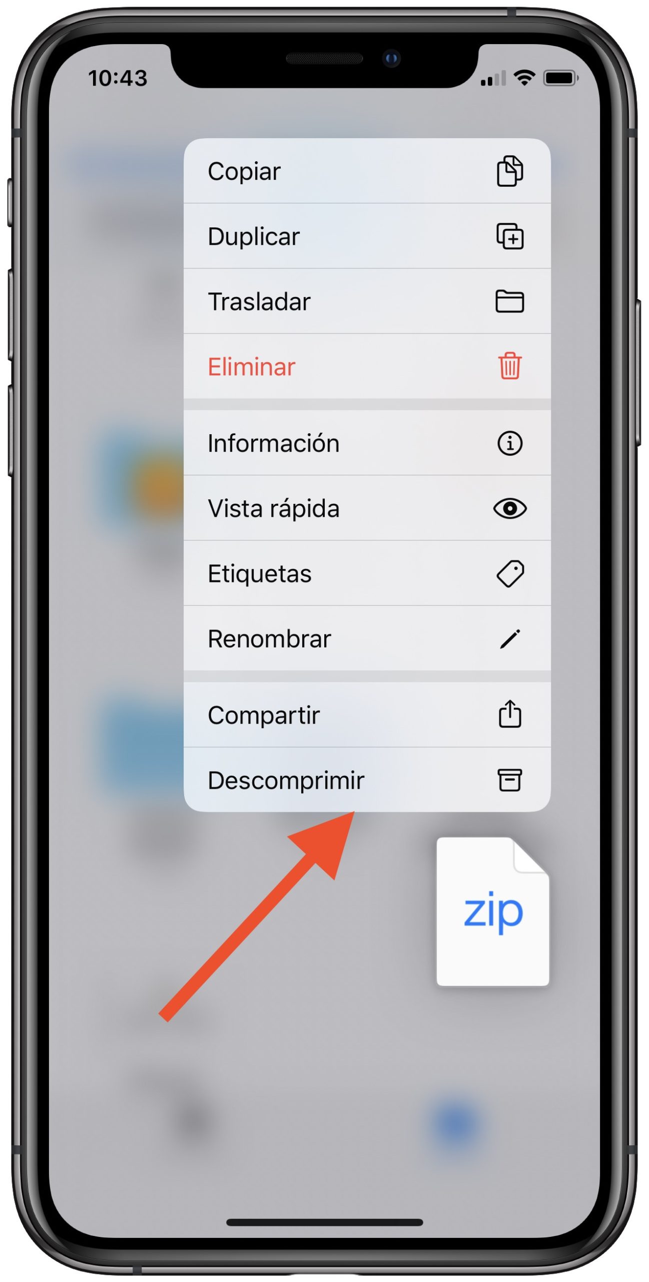 listo descomprimir archivos en el iPhone 3