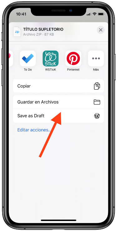 guardar descomprimir archivos en el iPhone 2