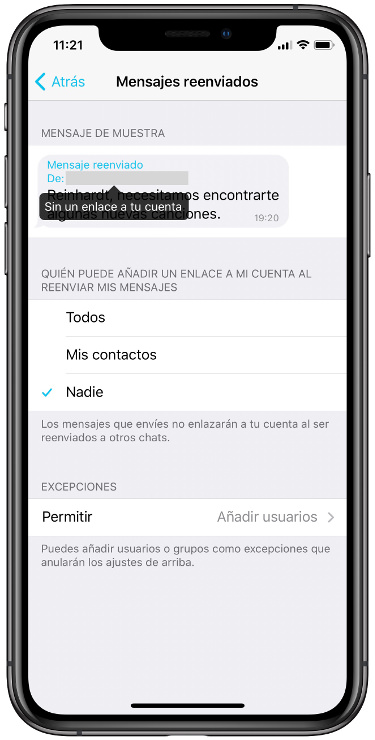activar reenviar mensajes 2