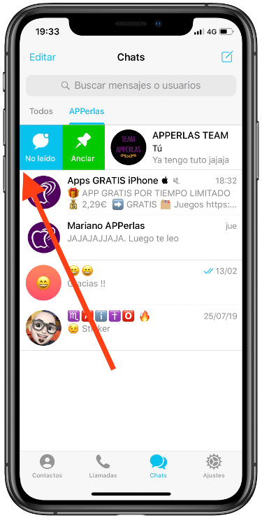deslizar chats de las carpetas de Telegram 1