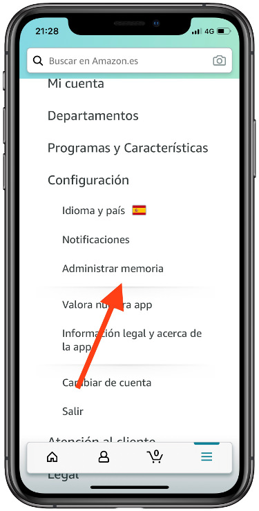 memoria en la app de Amazon 1