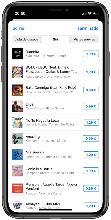 Siri canciones reconocidas con el Apple Watch 2