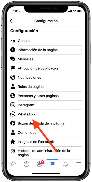 facebook página de Facebook a WhatsApp 1