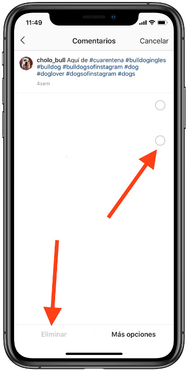 seleccionar eliminar varios comentarios de Instagram 2