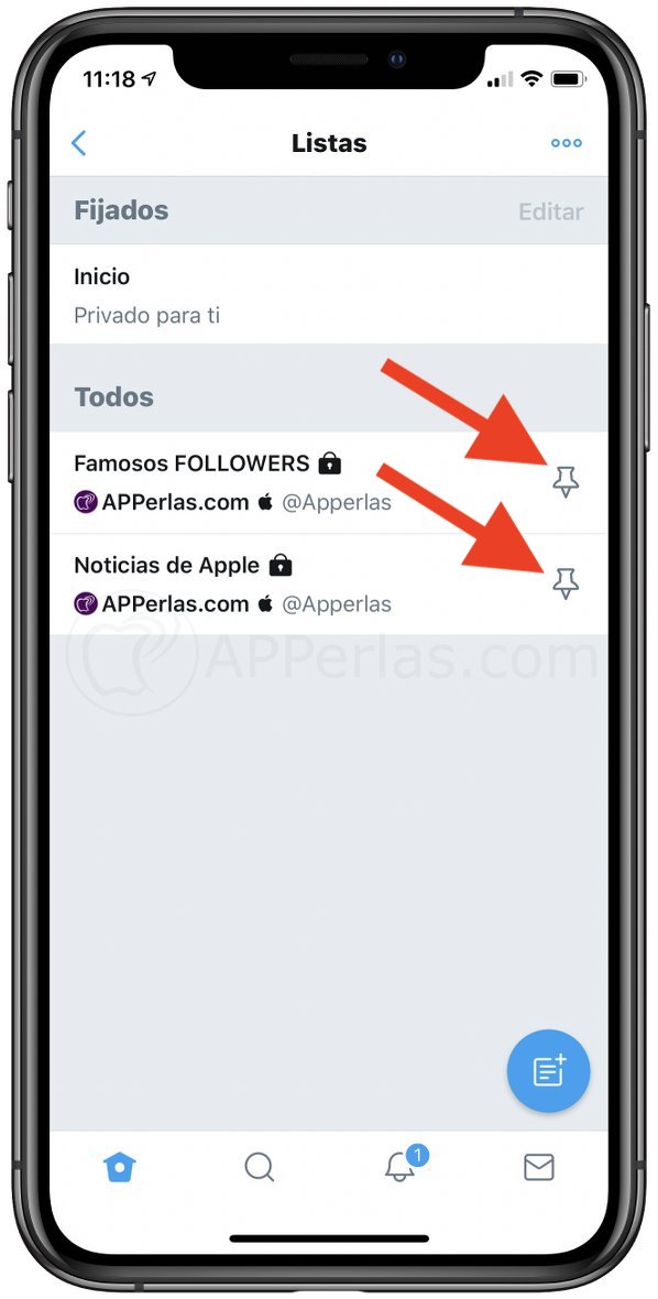 Fija las listas que desees hacer más accesibles Fija las listas que desees hacer más accesibles