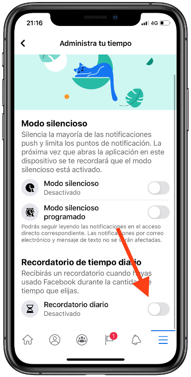 activar límite de tiempo en Facebook 3
