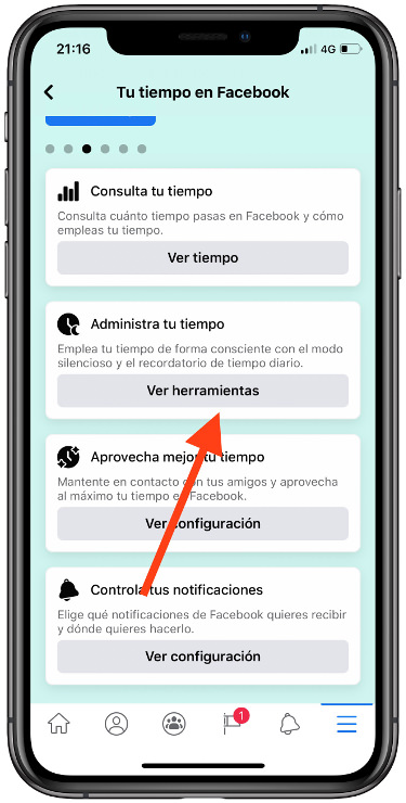 administrar límite de tiempo en Facebook 2