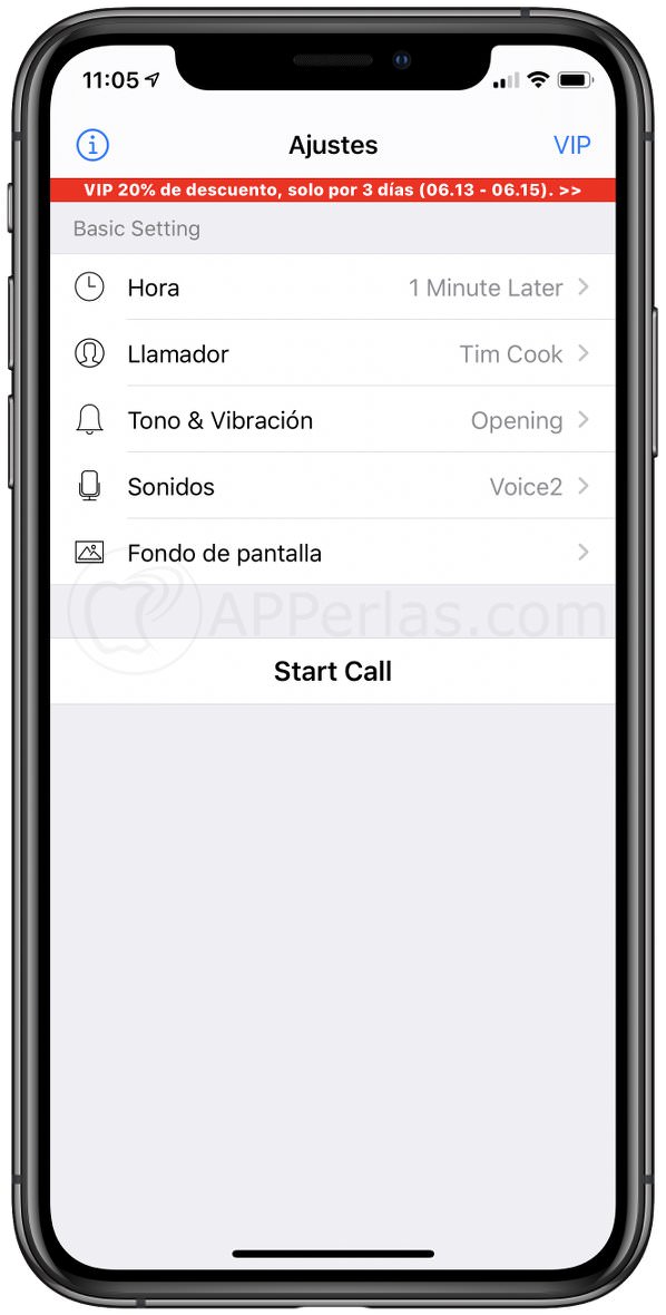 Configuración de Fake Call PLUS Configuración de Fake Call PLUS