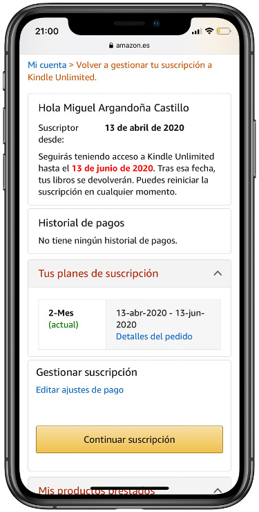 cancelar suscripción a Kindle 1