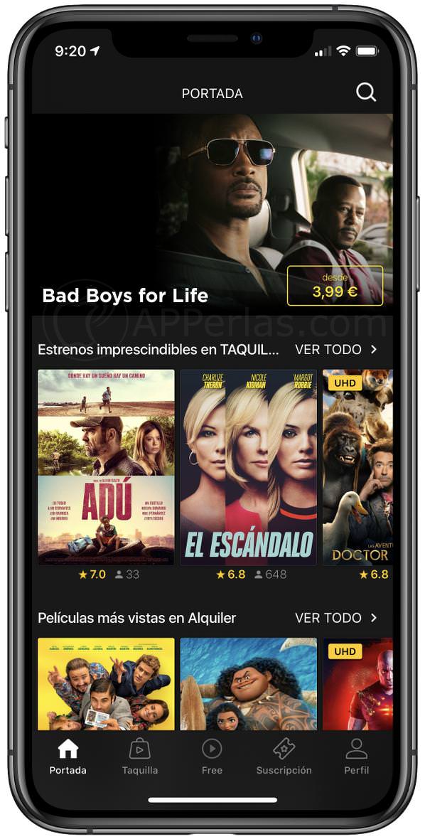 Pantalla principal de Rakuten TV Pantalla principal de Rakuten TV