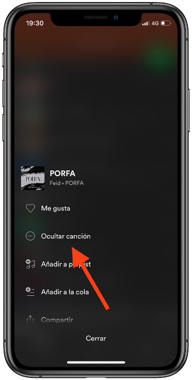 pestaña ocultar canciones en Spotify 1