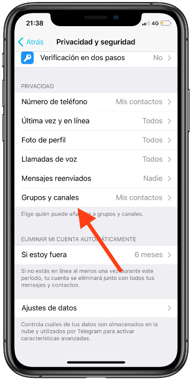 pestaña un grupo de Telegram 1