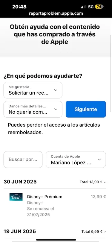 Pedir el reembolso de una suscripción Pedir el reembolso de una suscripción