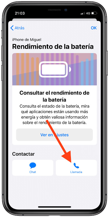 icono llamada con el servicio técnico de Apple 1