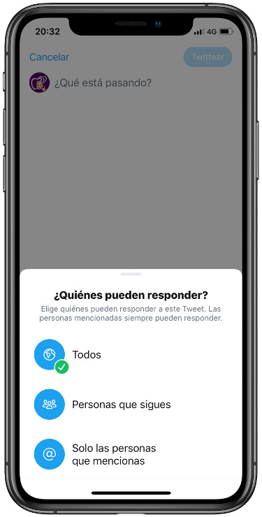opciones configurar las respuestas a un tweet 2