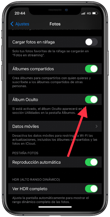 ocultar fotos en iPhone 1