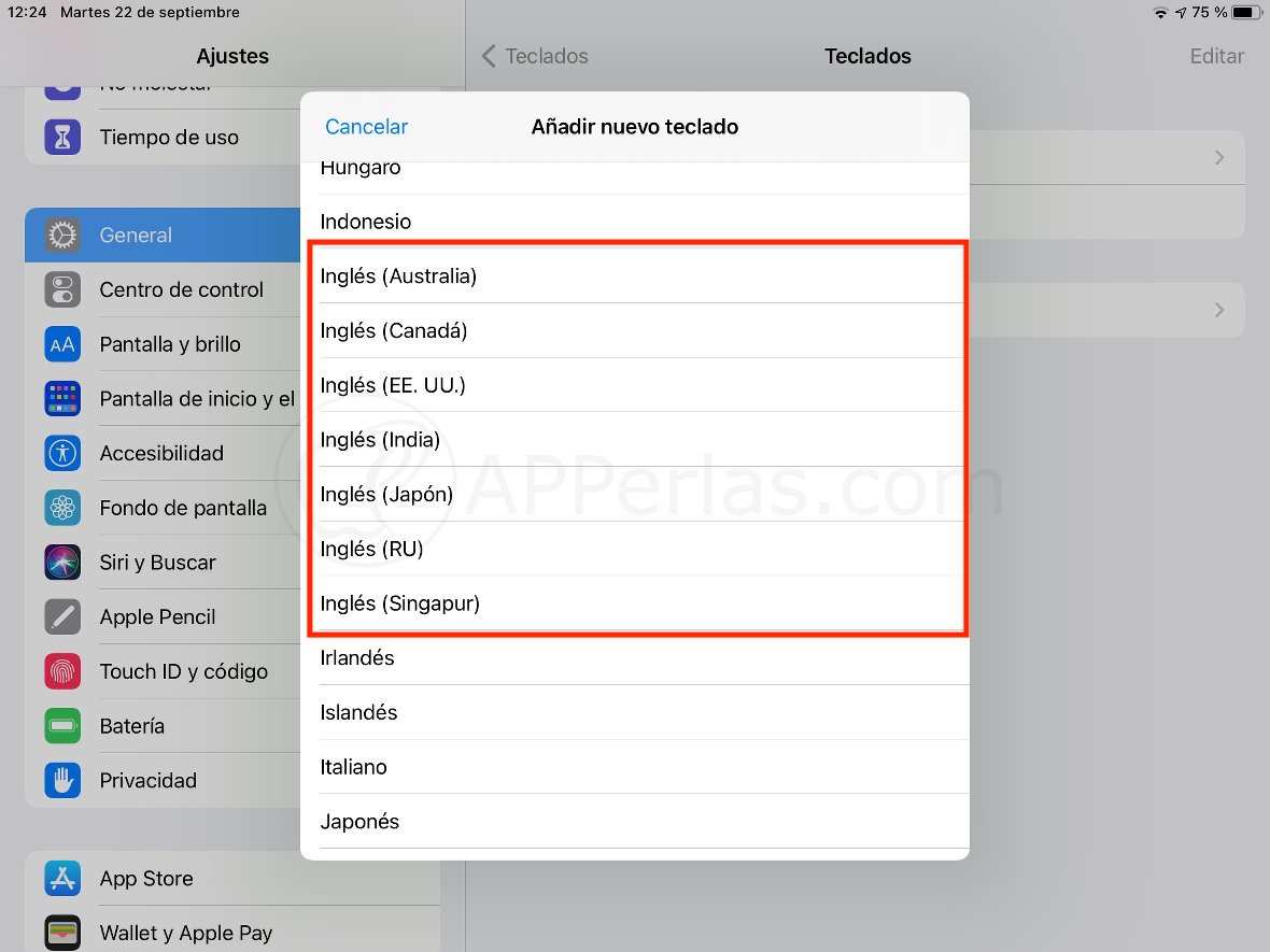 Elige el idioma del teclado en Inglés Elige el idioma del teclado en Inglés