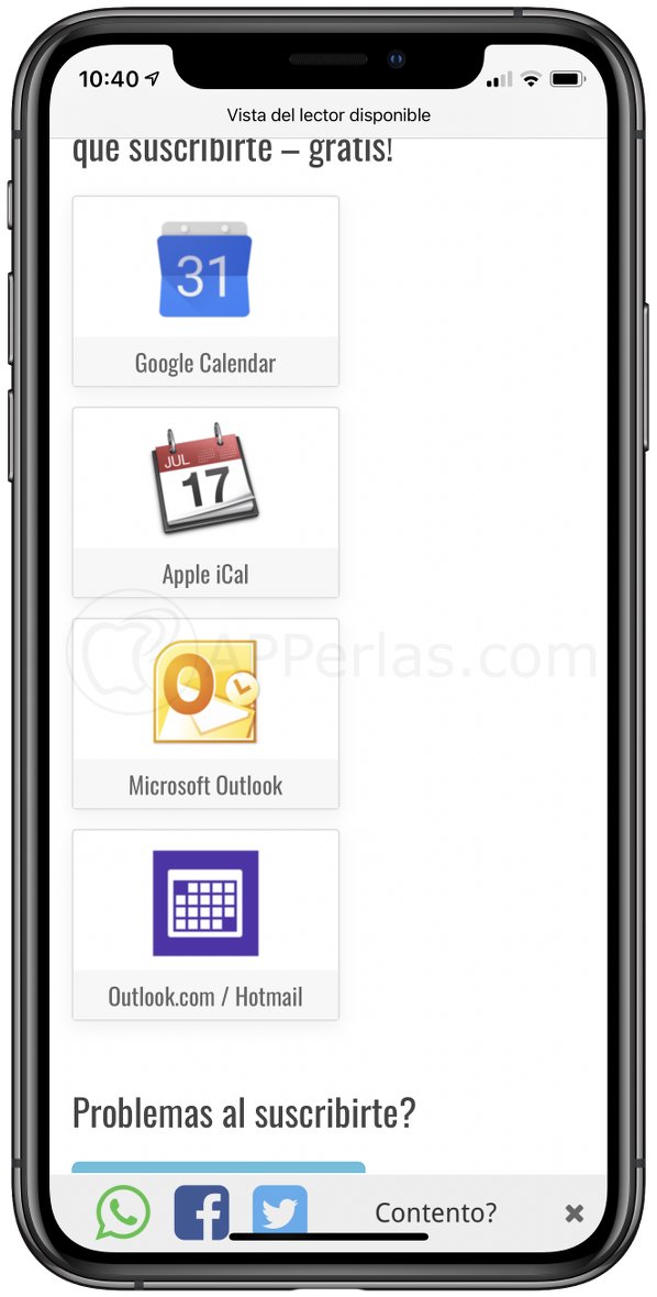 Elegimos la opción Apple iCal Elegimos la opción Apple iCal