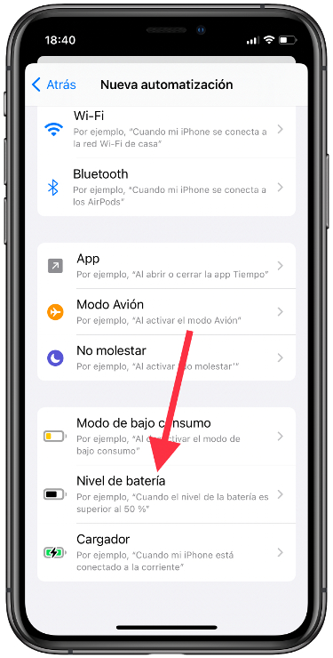 nivel batería