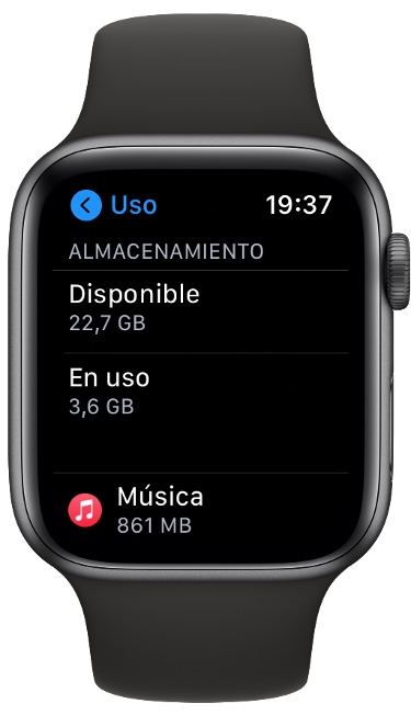 uso almacenamiento del Apple Watch 1