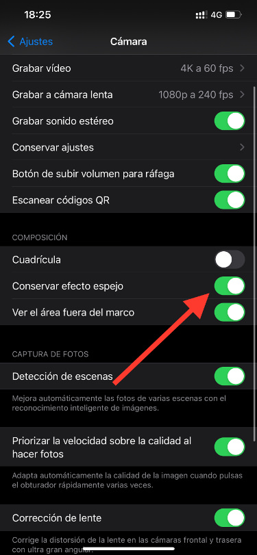 activar efecto espejo en el iPhone 1