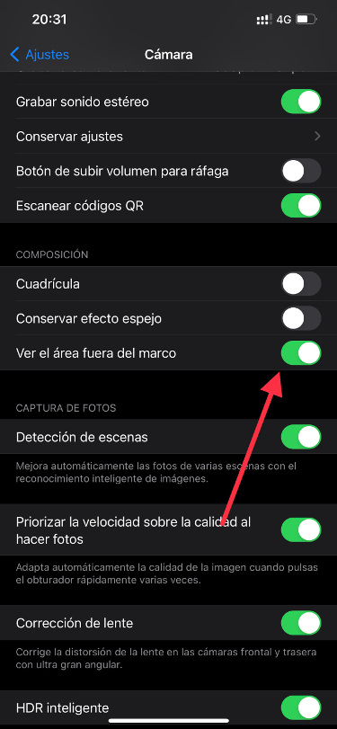 ajuste cámara del iPhone a pantalla completa 1