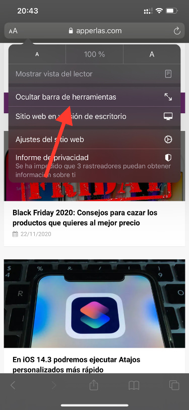 pestaña barra de herramientas de Safari 2