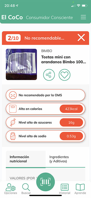 app analizar alimentos y productos coco 1 app analizar alimentos y productos coco 1