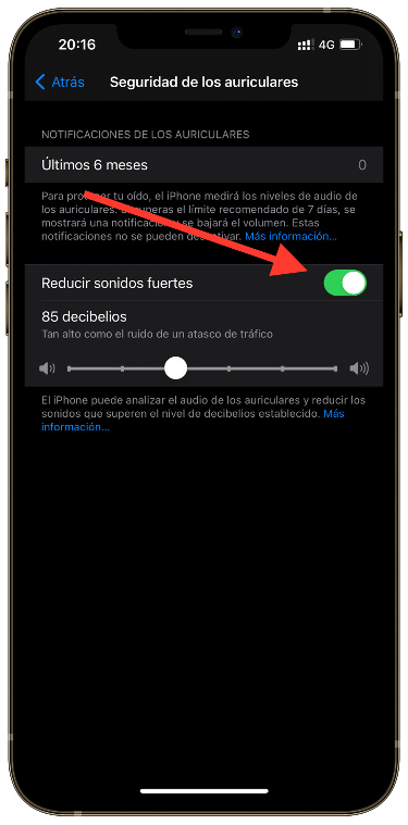 pestaña reducir los sonidos fuertes 2